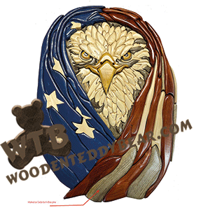 Flag Wrapped Eagle | Fretwork Scroll Saw Pattern | Wooden Teddy Bear