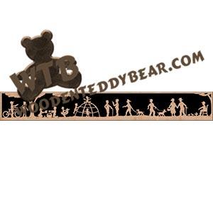 Door Topper A Day in the Park fretwork scroll saw pattern | The Wooden Teddy Bear