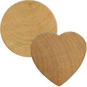 Small Wooden Heart & Circle Craft Shapes | Wooden Teddy Bear