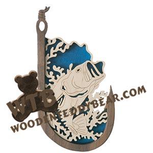 Large Mouth Bass Hooked on Fishing fretwork scroll saw pattern | The Wooden Teddy Bear