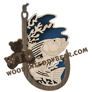 Striped Bass Hooked on Fishing fretwork scroll saw pattern | The Wooden Teddy Bear