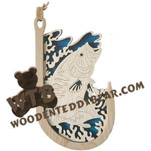 Small Mouth Bass Hooked on Fishing fretwork scroll saw pattern | The Wooden Teddy Bear