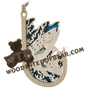 Rainbow Trout Hooked on Fishing fretwork scroll saw pattern | The Wooden Teddy Bear