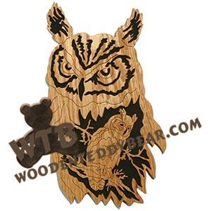 Great Horned Owl fretwork scroll saw pattern | The Wooden Teddy Bear