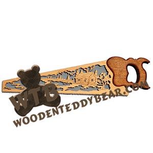 Lake Cabin Hand Saw fretwork scroll saw pattern | The Wooden Teddy Bear