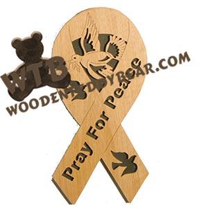 Pray For Peace Ribbons of Faith fretwork scroll saw pattern | The Wooden Teddy Bear