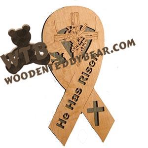 He Has Risen Ribbons of Faith fretwork scroll saw pattern | The Wooden Teddy Bear