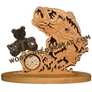 Largemouth Bass Clock fretwork scroll saw pattern | The Wooden Teddy Bear