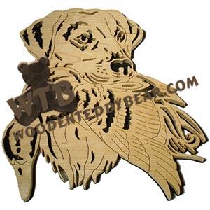 Yellow Lab with Mallard Duck fretwork scroll saw pattern | The Wooden Teddy Bear