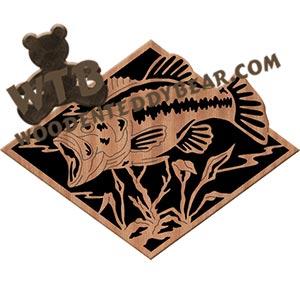Largemouth Bass fretwork scroll saw pattern | The Wooden Teddy Bear