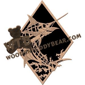 Blue Marlin fretwork scroll saw pattern | The Wooden Teddy Bear
