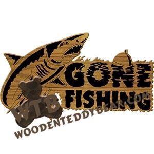 Shark Gone Fishing fretwork scroll saw pattern | The Wooden Teddy Bear