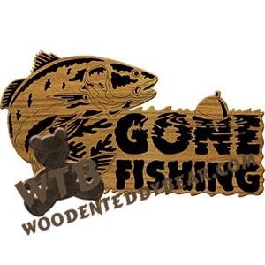 Red Fish Gone Fishing fretwork scroll saw pattern | The Wooden Teddy Bear