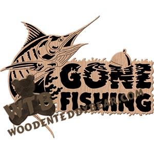 Blue Marlin Gone Fishing fretwork scroll saw pattern | The Wooden Teddy Bear