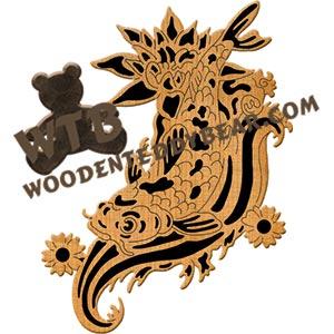 Japanese Koi Fish #2 fretwork scroll saw pattern | The Wooden Teddy Bear