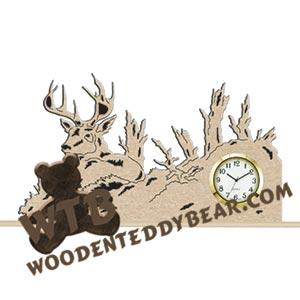 Whitetail Deer Clock fretwork scroll saw pattern | The Wooden Teddy Bear