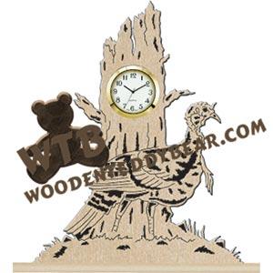 Autumn Turkey Clock fretwork scroll saw pattern | The Wooden Teddy Bear